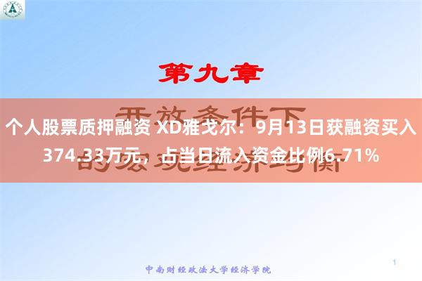 个人股票质押融资 XD雅戈尔：9月13日获融资买入374.33万元，占当日流入资金比例6.71%