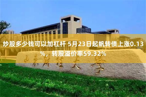 炒股多少钱可以加杠杆 5月23日起帆转债上涨0.13%，转股溢价率59.32%